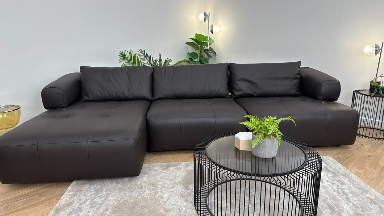 Sofology The Flex 4 Seater Motion Back Leather Sofa in Trusty Matt Dark Brown