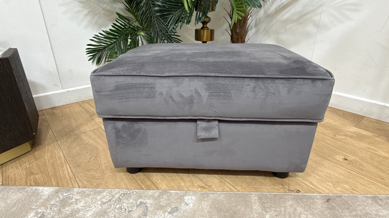 Sofology Keswick Fabric Storage Footstool in Deluxe Velvet Steel