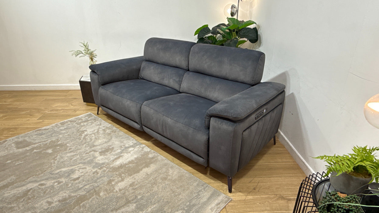 Sofology Fratelli Fabric 2.5 Seater Power Recliner/Headrest in Lifestyle Flecked Charcoal