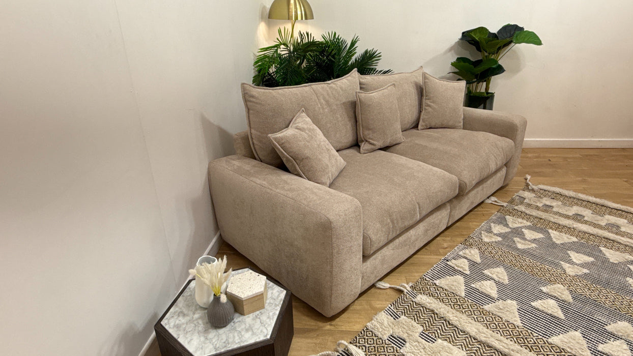 Sofology Haven Fabric 3 Seater Split Full Back Fibre/Foam Seats in Cosy Chenille Pebble