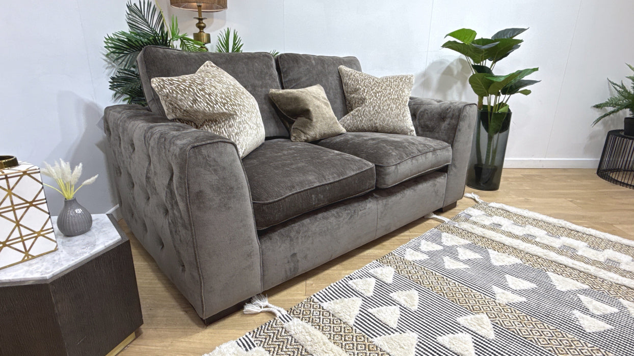 Sofology Valentina Fabric 2 Seater Full Back Foam/Fibre Seats in Luxury Deep Pile Chenille Mole Mix
