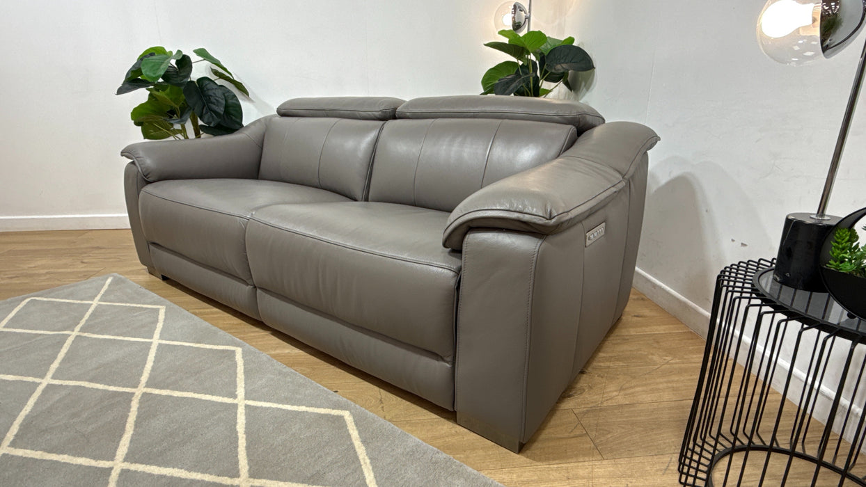Sofology Carrera Leather 2.5 Seater Power Recliner/Headrest in Trusty Embossed Elephant