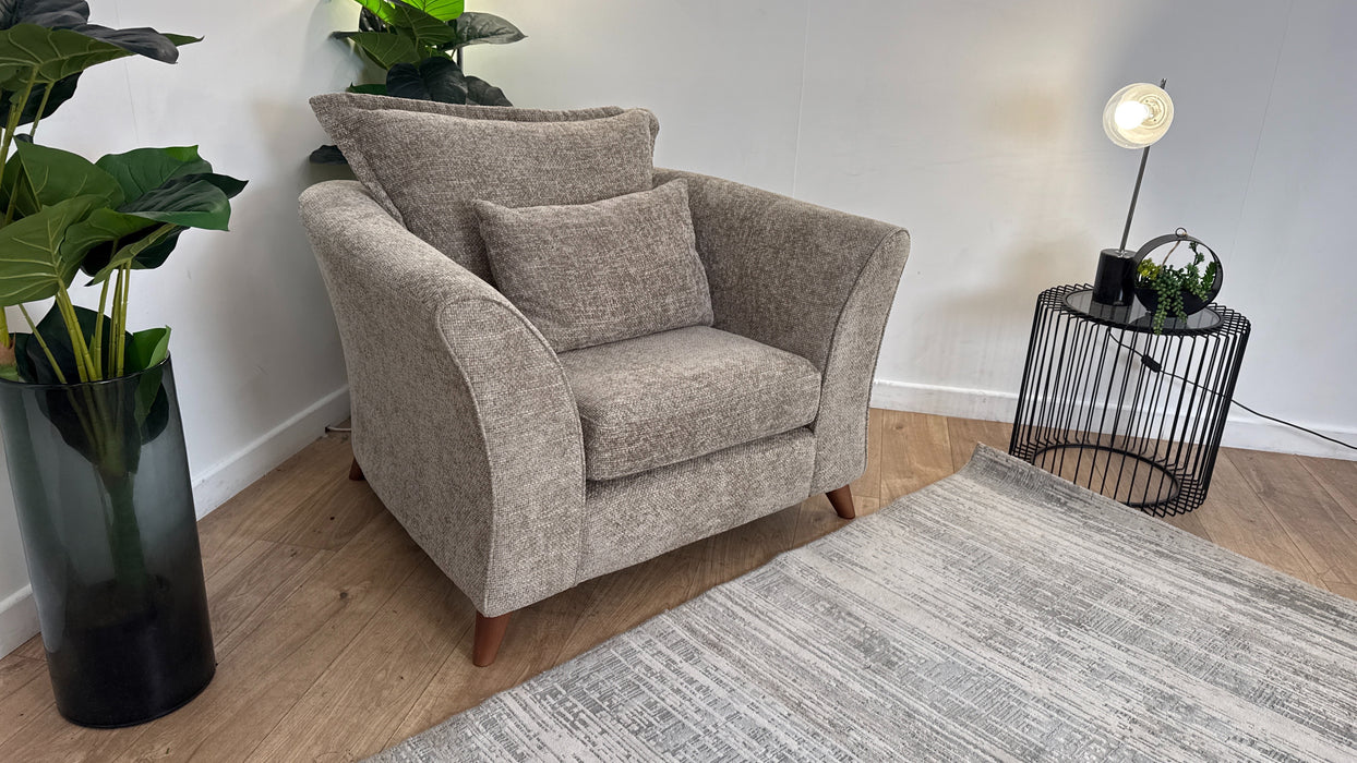 Sofology Scintillate Fabric Chair in Basketweave Chenille Stone