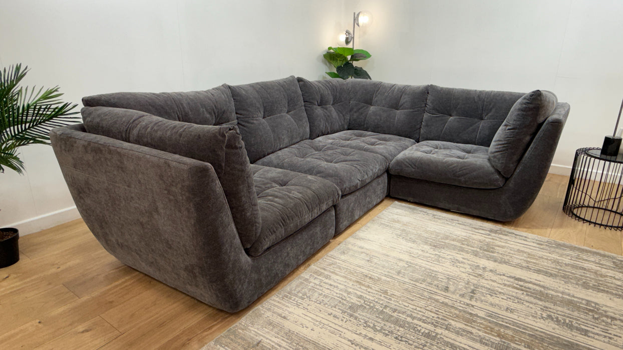 Sofology Cocoon Fabric 3 Corner 1 in Textured Chenille Charcoal