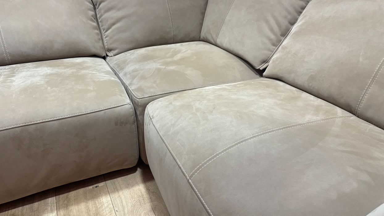 Sofology Tessuto Fabric Chaise 1 Corner 1 in Lifestyle Nubuck Feel Camel