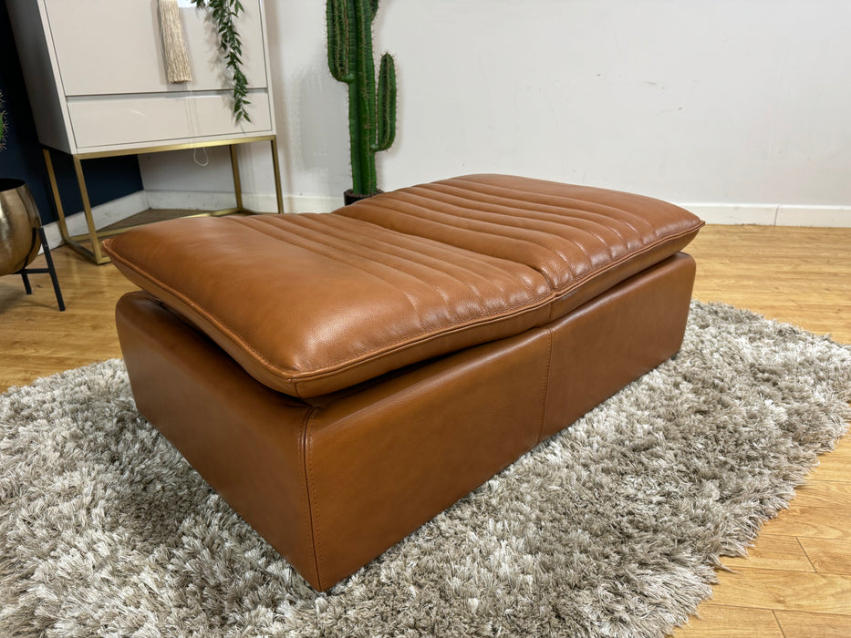 Laurence Leather Dual Footstool - Embossed Cognac (WA2)