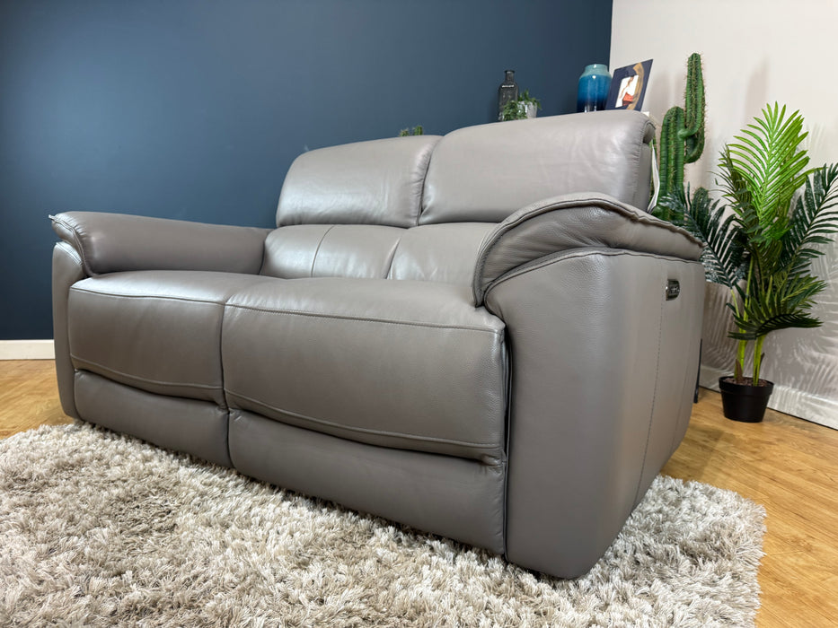 The Hugo Leather 2 Seater - Trusty Embossed Elephant - Power Headrest Power Recliner (WA2)