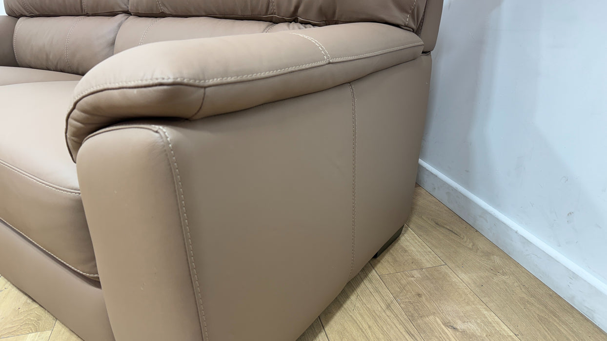 Sofology Santina Leather 3 Seater in Trusty Matt Mushroom