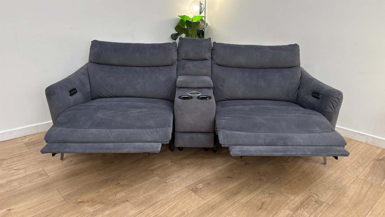 Sofology Renato Fabric 2.5 Seater Console Power Recliner Speakers in Dexter Charcoal