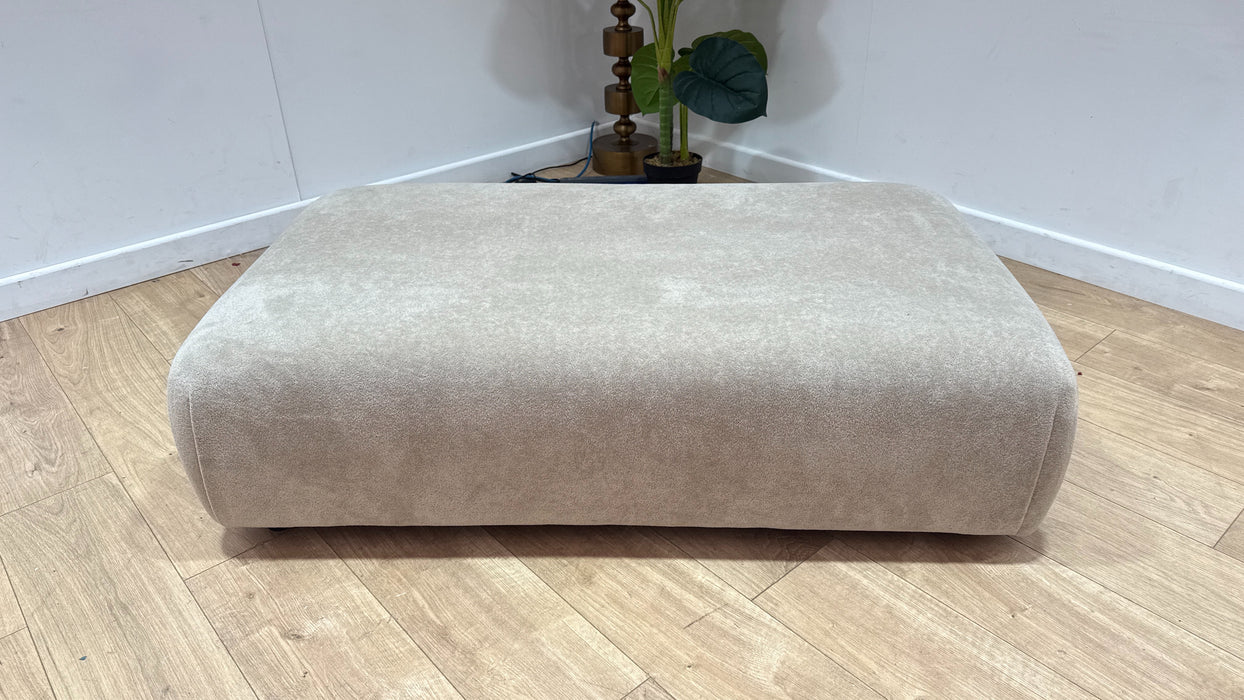 Sofology Reign Fabric Designer Footstool Gold Trim in Luxe Sherpa French Beige