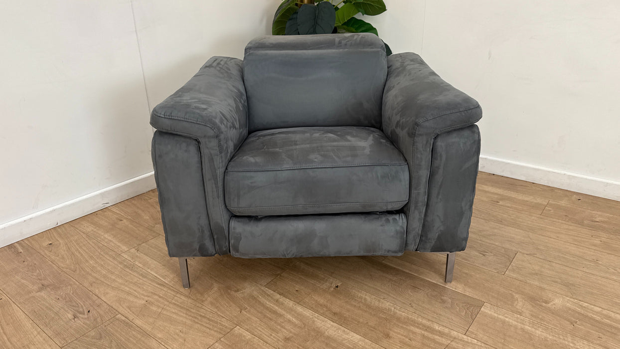Sofology Ezra Fabric Chair Power Recliner/Headrest Heated Seat in Lifestyle Plush Lead Grey