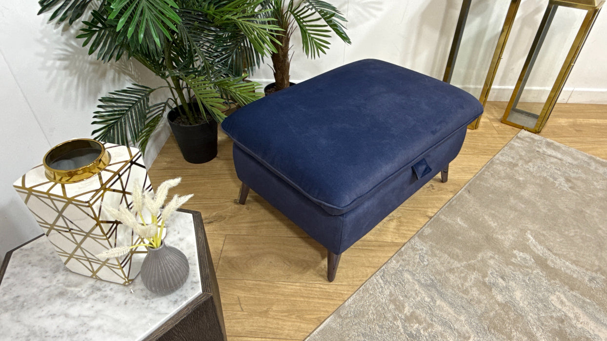 Sofology Bailey Fabric Designer Storage Footstool in Lifestyle Flecked Navy