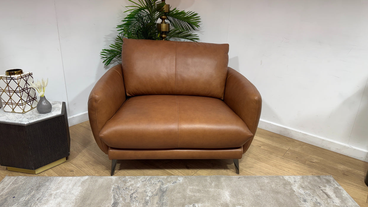 Sofology Adler Leather Loveseat in Relaxed Soft Tan