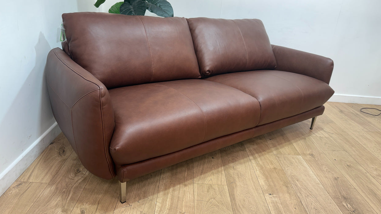 Sofology Adler Leather 3 Seater in Relaxed Soft Brown