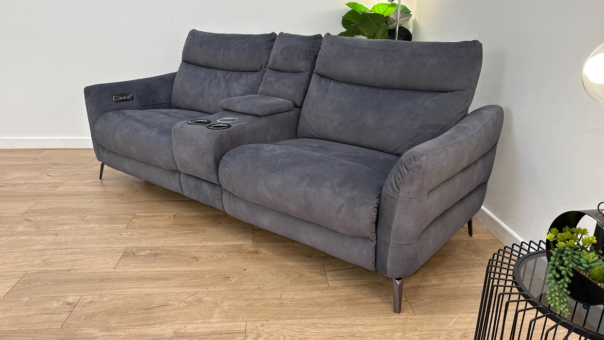 Sofology Renato Fabric 2.5 Seater Console Power Recliner Speakers in Dexter Charcoal