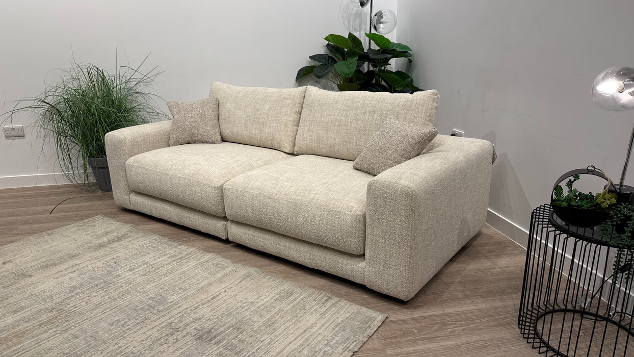 Sofology Amalfi Fabric 4 Seater Split in Micro Flecked Boucle Natural Mix
