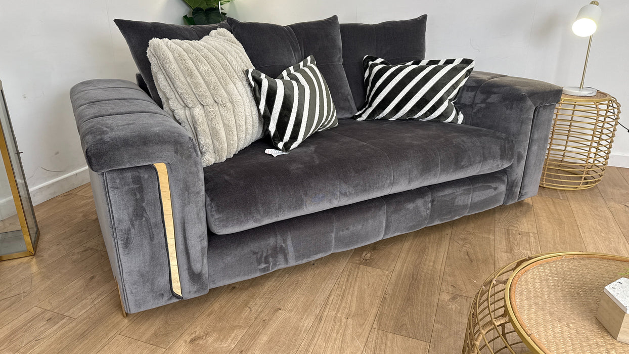 Sofology The Oscar 2 Seater Fabric Sofa in Fine Textured Chenille Grey Mix