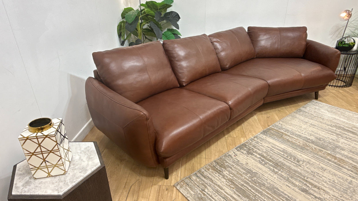 Sofology Adler Leather 4 Seater Asymmetric in Relaxed Soft Brown