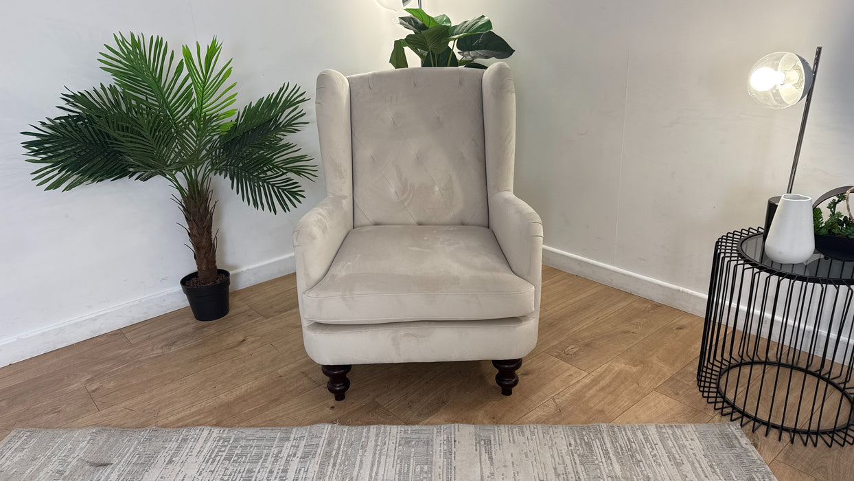 Sofology Kensington Fabric Wing Chair in Matt Velvet Milk