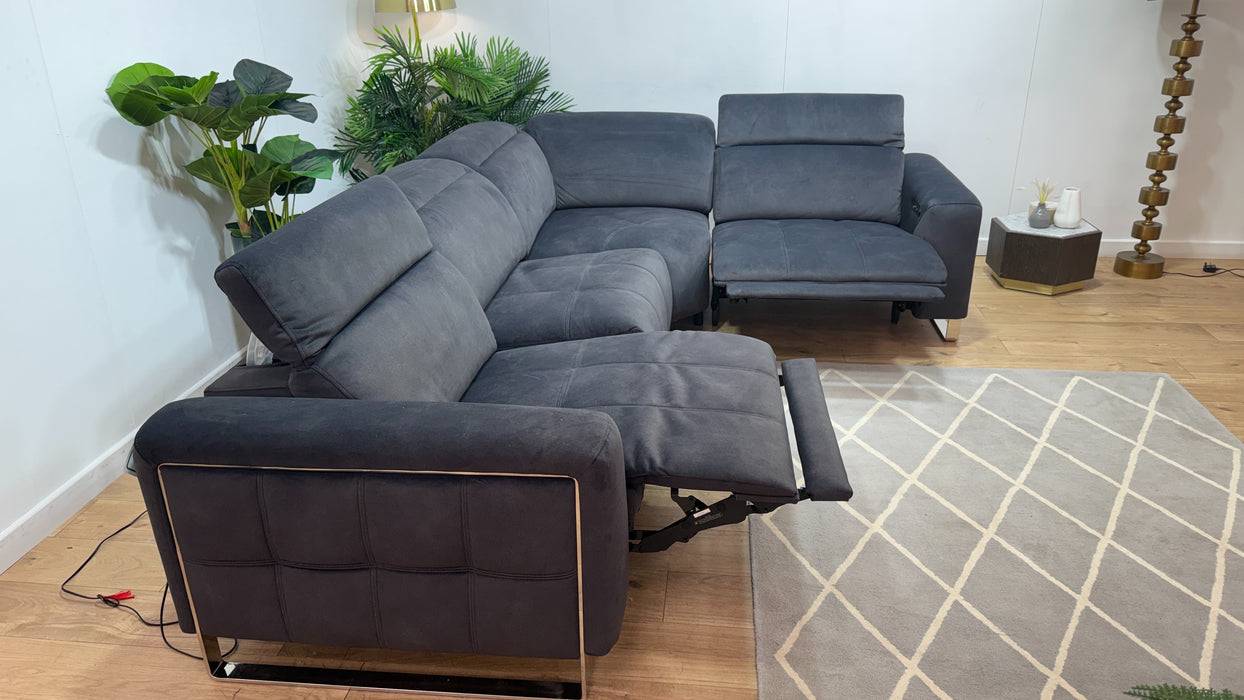 Sofology Marvella Fabric 3 Corner 1.5 Power Recliner/Headrest in Lifestyle Flecked Anthracite