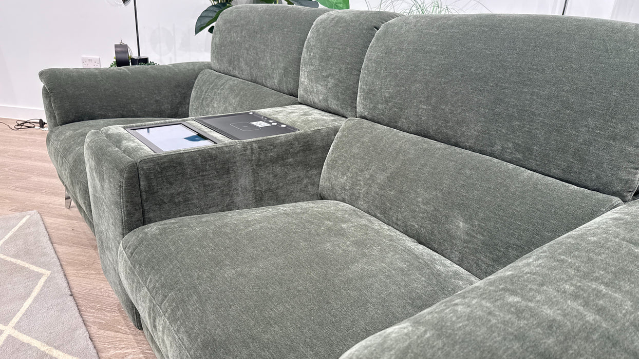 Sofology Illinois 2 Seater Fabric Power Recliner with Console in Forrist Green