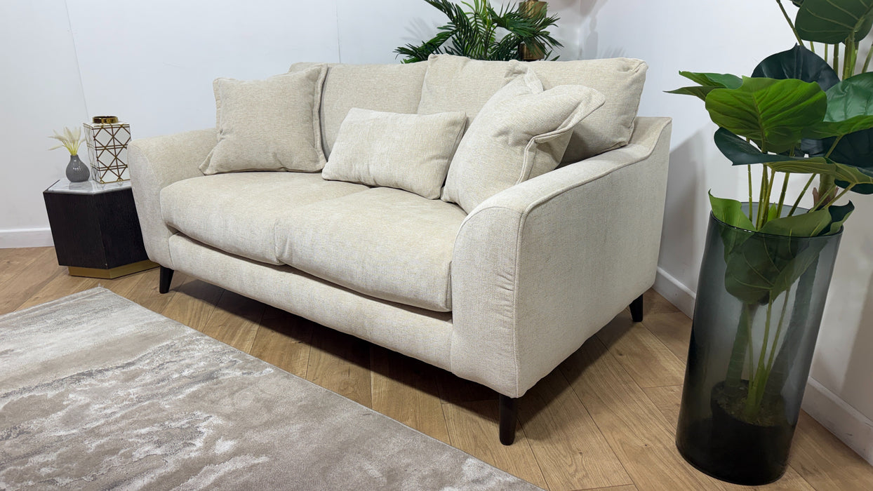 Sofology Mayfair Fabric 2 Seater Feather Flex Seats in Linen Look Chenille Natural