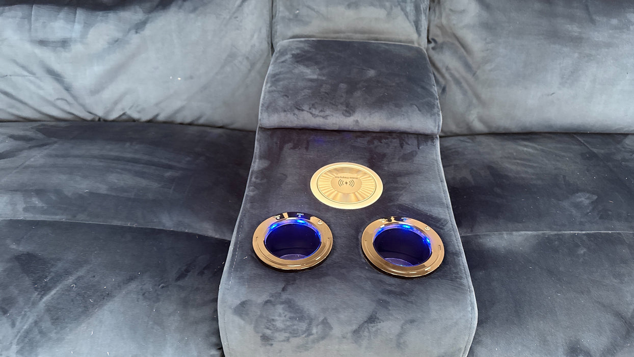 Sofology Renato Fabric 2.5 Seater Console Power Recliner in Heritage Velvet Royal