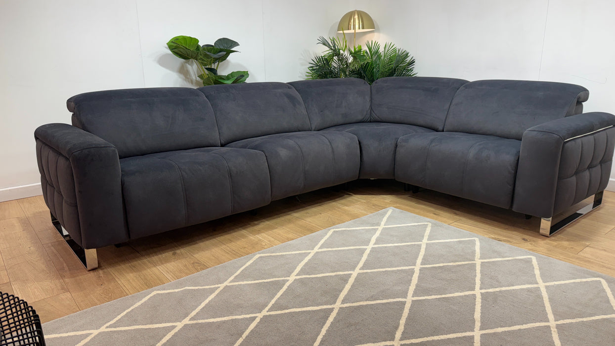Sofology Marvella Fabric 3 Corner 1.5 Power Recliner/Headrest in Lifestyle Flecked Anthracite