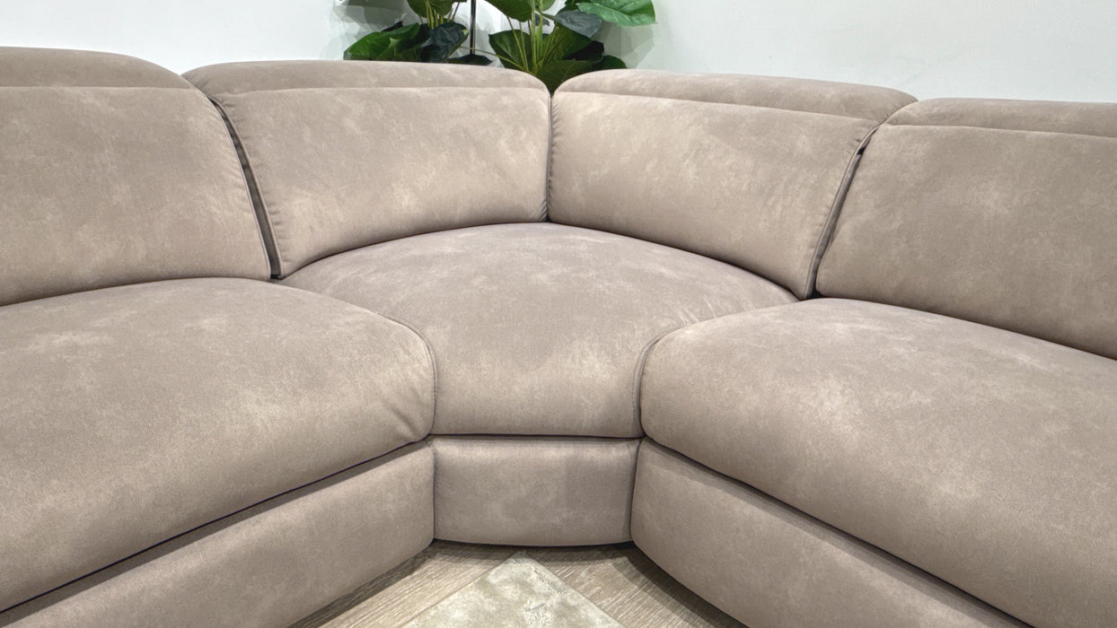 Sofology Plaza Fabric 3 Corner 1.5 Power Recliner/Headrest Heated Seats in Lifestyle Flecked Nutmeg