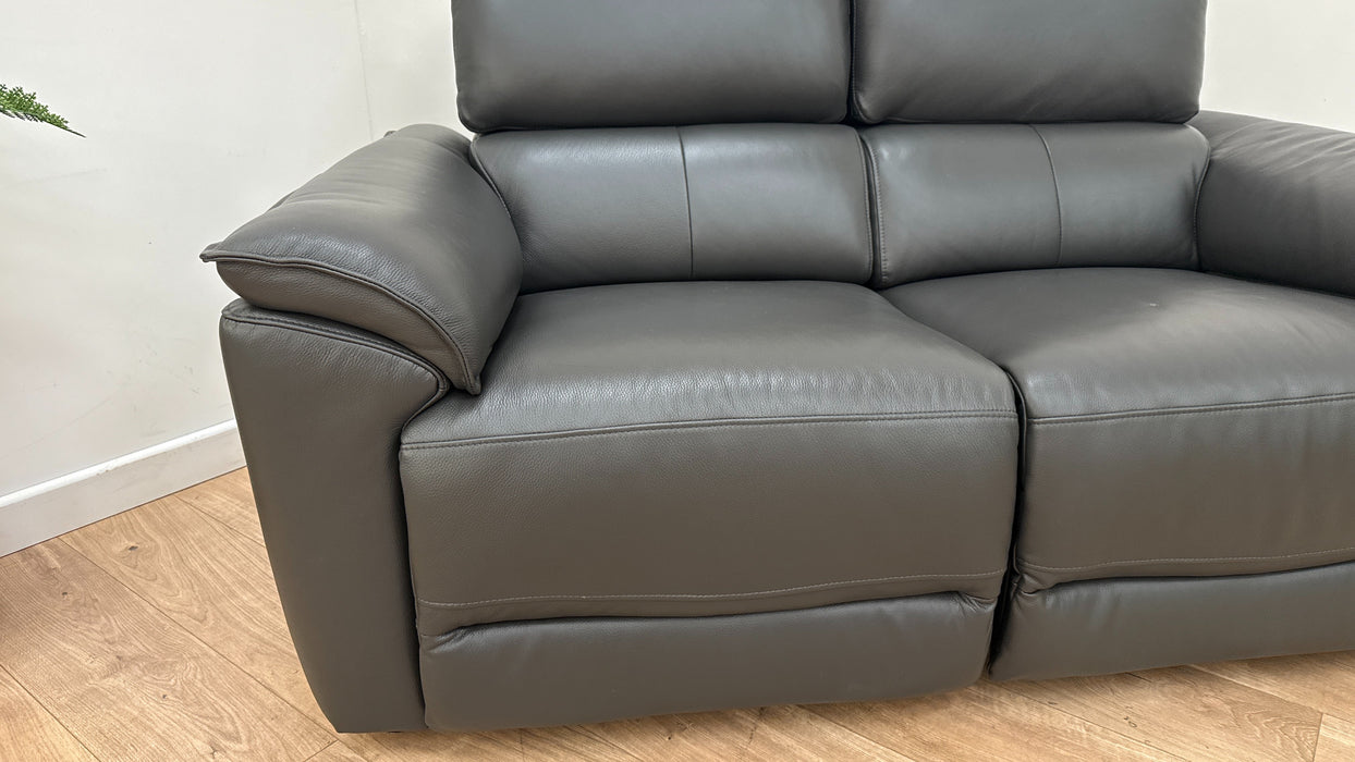 Sofology The Hugo 2 Seater Recliner Sofa in Trusty Embossed Leather Charcoal