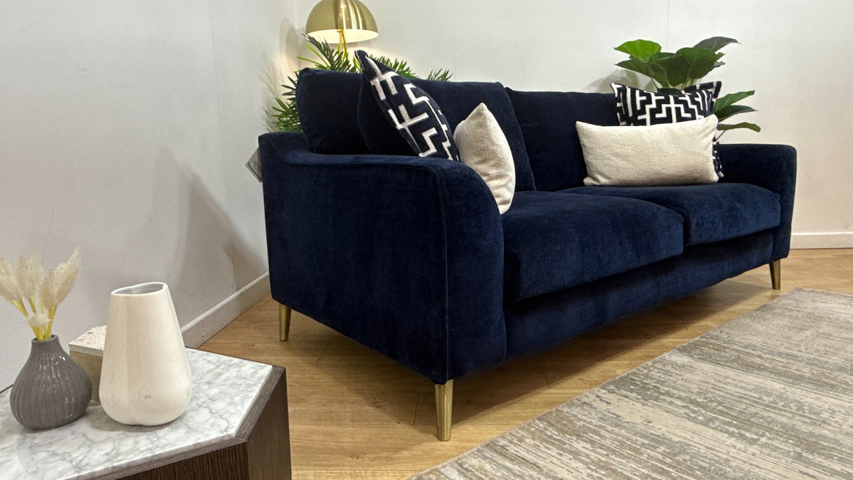 Sofology Mayfair Fabric 3 Seater Foam Seats in Soft Chenille Navy/Navy Mix