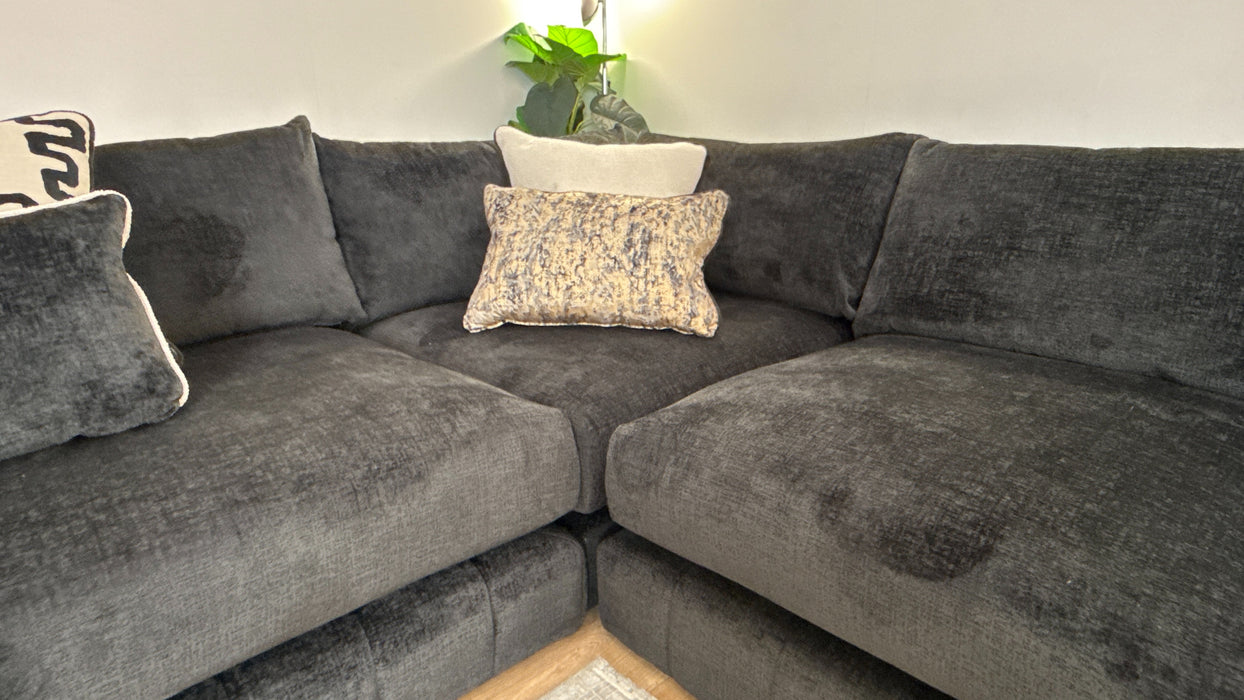 Sofology The Westwood Fabric Chaise 1 Corner 3 No Trim in Teddy Chenille Black