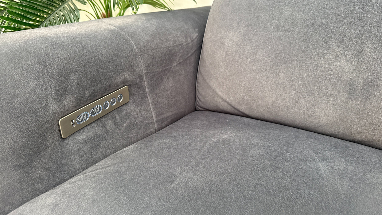 Sofology Kingsbridge Fabric 3 Seater Power Recliner/Headrest in Lifestyle Flecked Charcoal