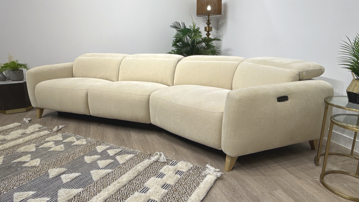 Sofology Larson 4 Seater Asymmetrical Fabric Sofa Single Power Recliner