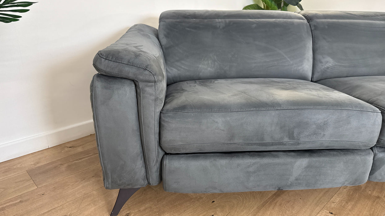 Sofology The Ezra 3 Seater Recliner Sofa in Lifestyle Plush Fabric Lead Grey