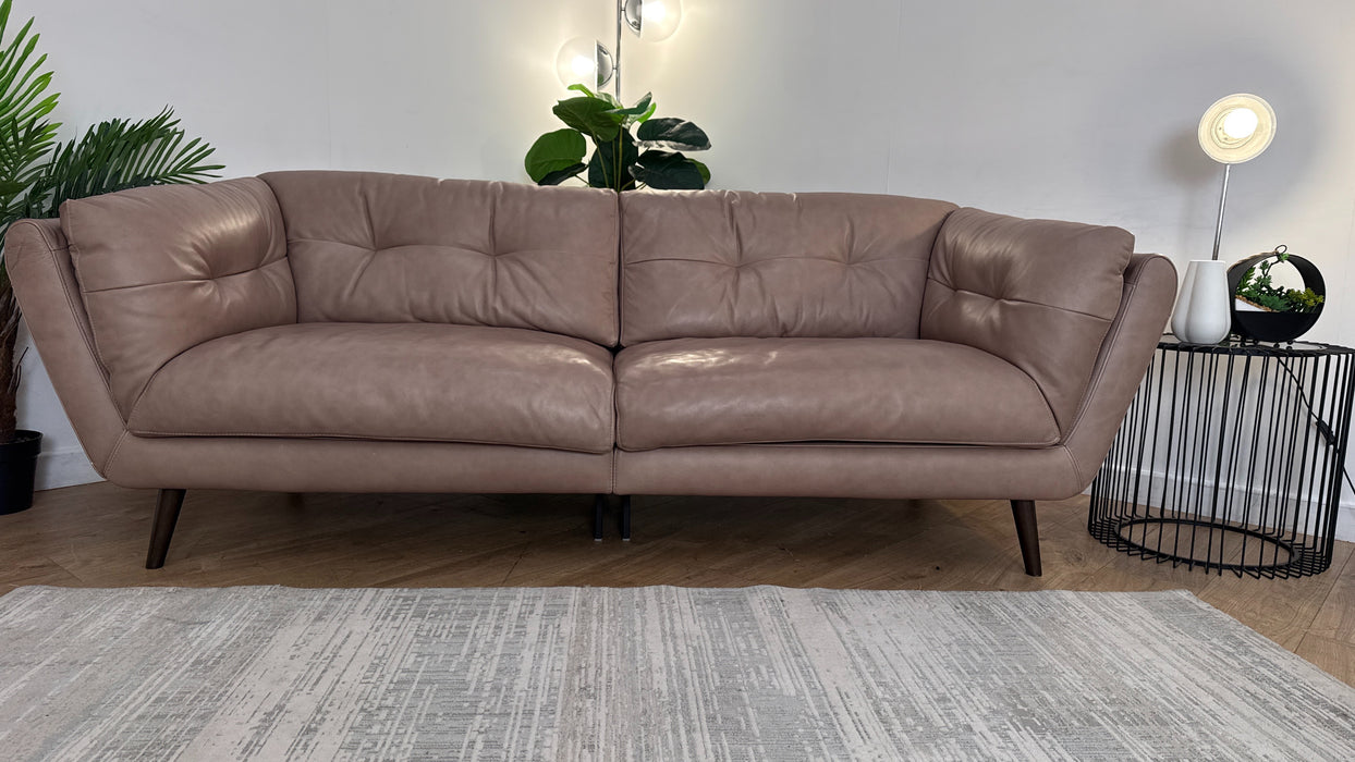 Sofology Hygge Leather 4 Seater Split in Relaxed Soft Stone