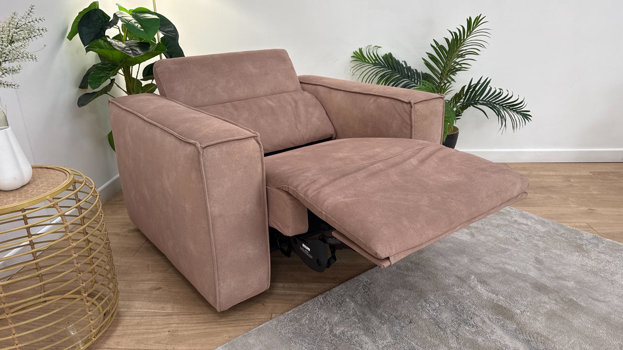 Sofology The Horizon Fabric Loveseat Power Recliner/Headrest in Lifestyle Flecked Sand