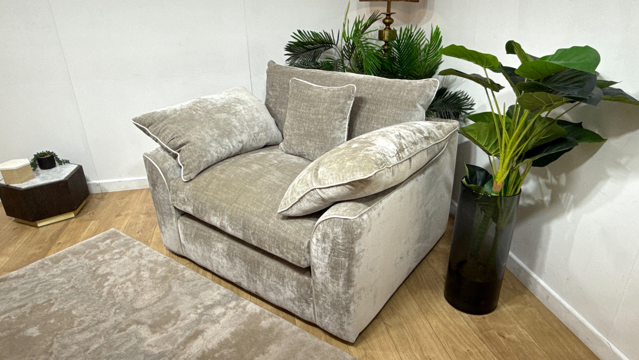 Sofology Georgio Fabric Loveseat Extra Flex Interior in Luxe Chenille Stone Mix