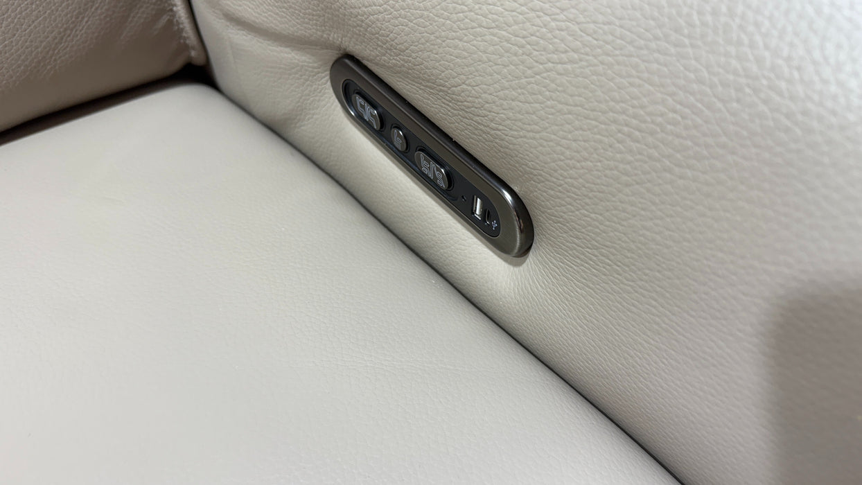 Sofology Premiere Leather 2.5 Seater Smart Console Power Recliner/Headrest in Trusty Embossed Stone