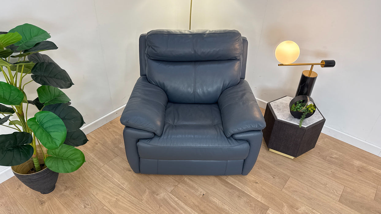 Falcon Chair  - Leather Power Reclining  - Denim Blue