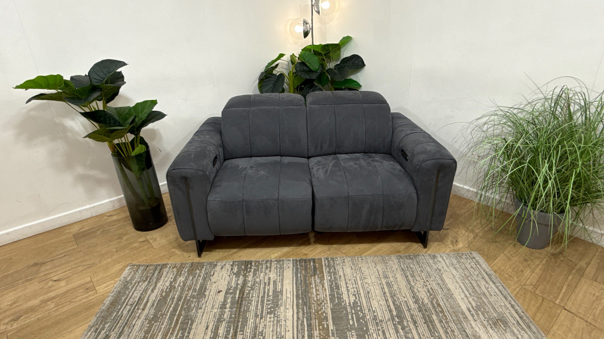 Sofology Paramount Fabric 2 Seater Power Recliner/Headrest Speakers in Lifestyle Nubuck Feel Charcoal