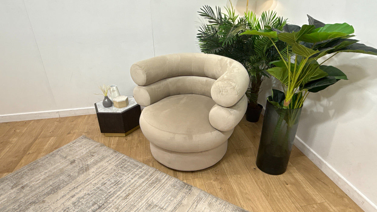 Sofology The Fitzrovia Fabric Accent Swivel Chair in Matt Velvet Stone Without Trim