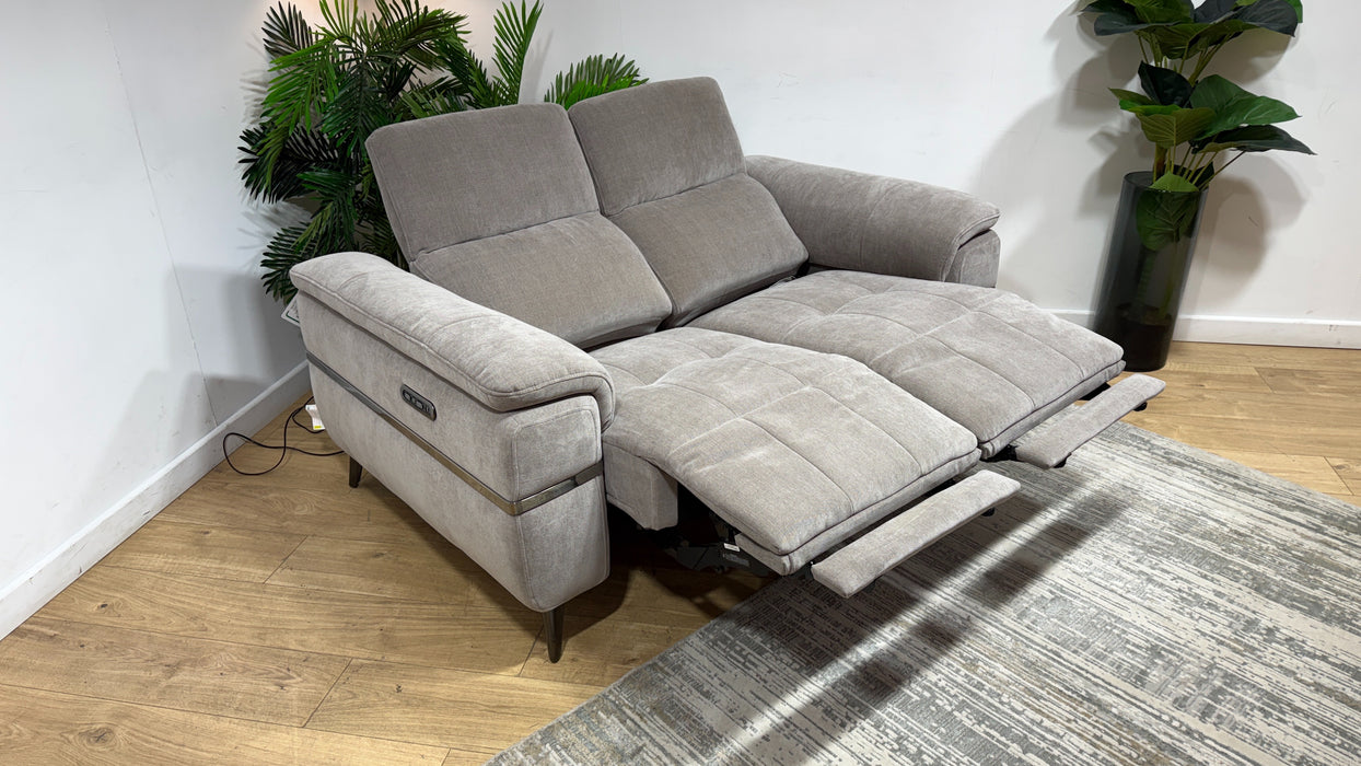 Sofology Milan Fabric 2 Seater Power Recliner/Headrest with Trim in Relaxed Chenille Nutmeg