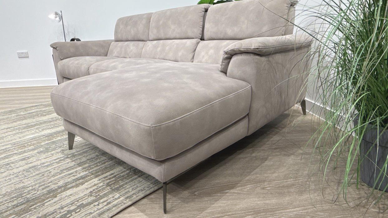 Sofology Illinois Fabric 3 Seater Chaise Power Recliner/Headrest Heated Seats in Lifestyle Mottled Marble