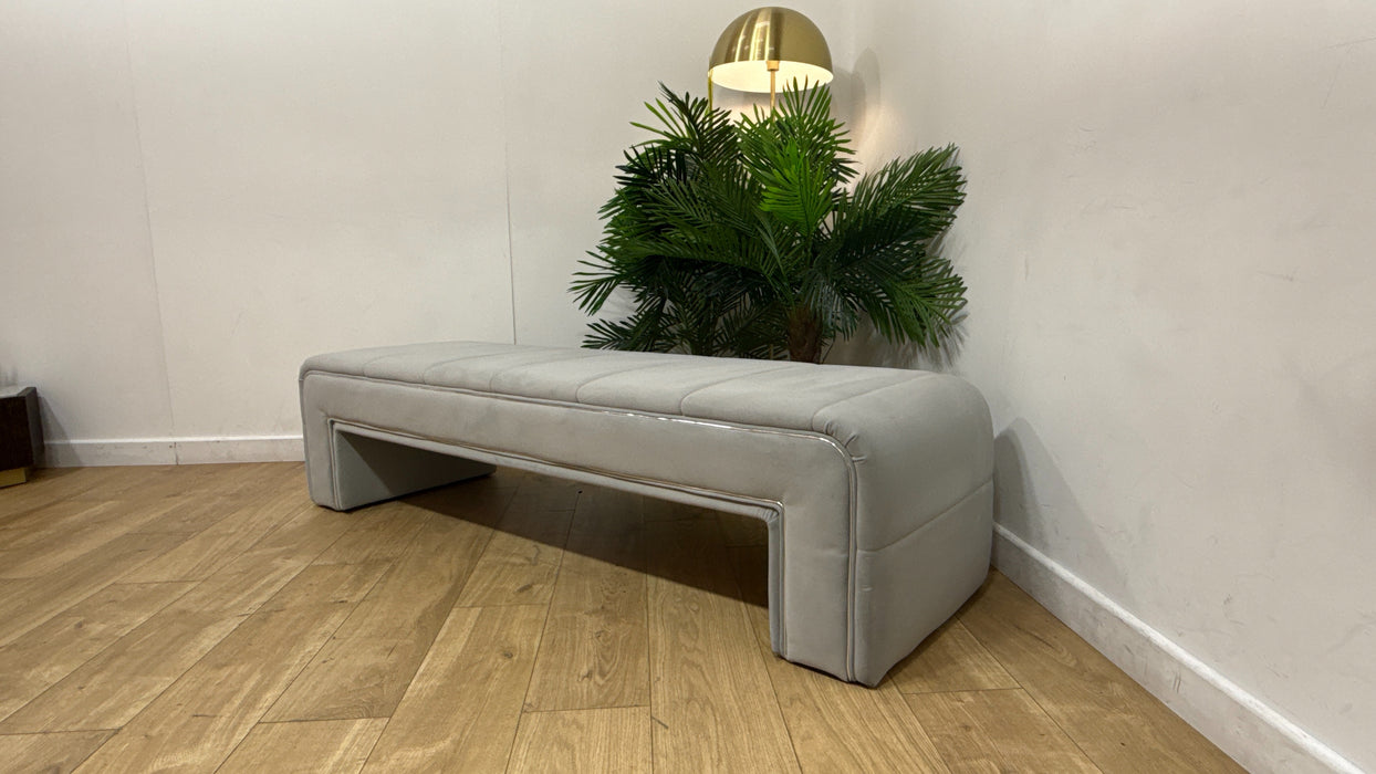 Sofology Oscar Large Bench Fabric Footstool in Matt Velvet Silver All Over