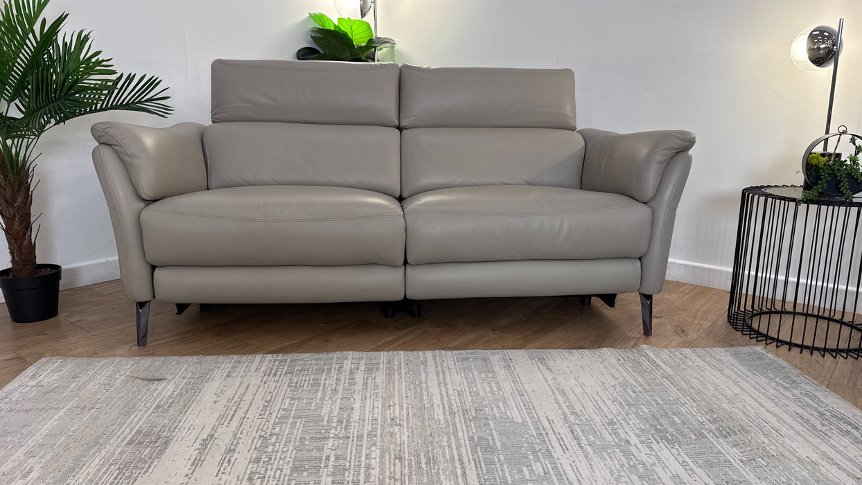 Sofology Missouri Leather 2.5 Power Recliner/Headrest in Trusty Sheen Lead Grey