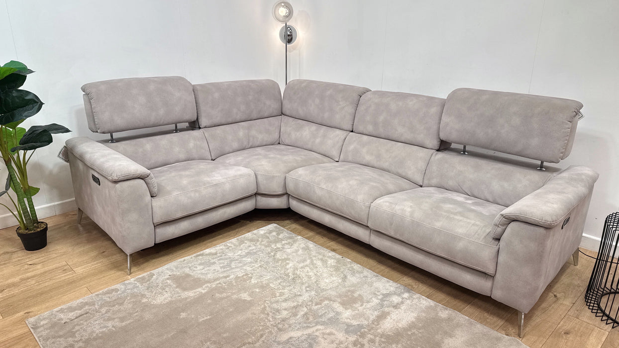 Sofology Illinois Fabric 1 Corner 2 Power Recliner/Headrest x 2 in Lifestyle Mottled Marble