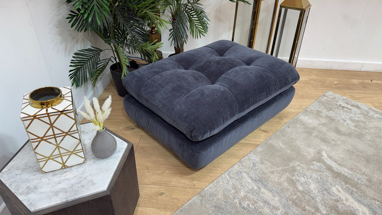 Sofology Cocoon Fabric Designer Footstool in Relaxed Chenille Ink
