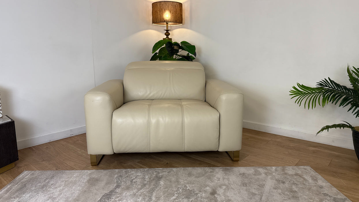 Sofology Marvella Leather Loveseat in Trusty Sheen Bone China