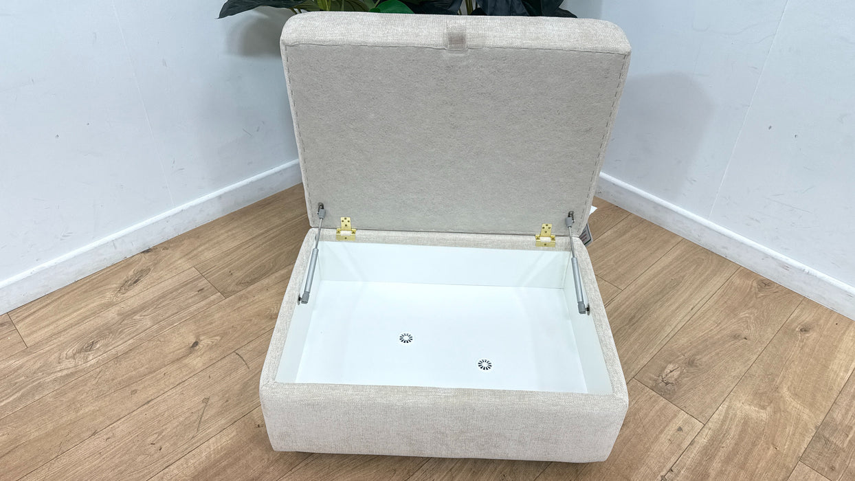 Sofology Strand Storage Footstool in Linen Look Chenille Natural